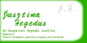 jusztina hegedus business card